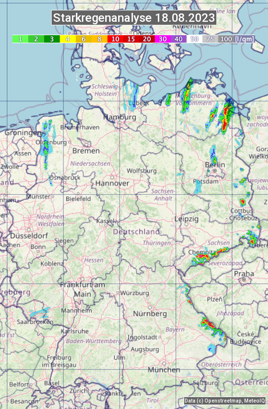 Karte mit Unwetteranalyse