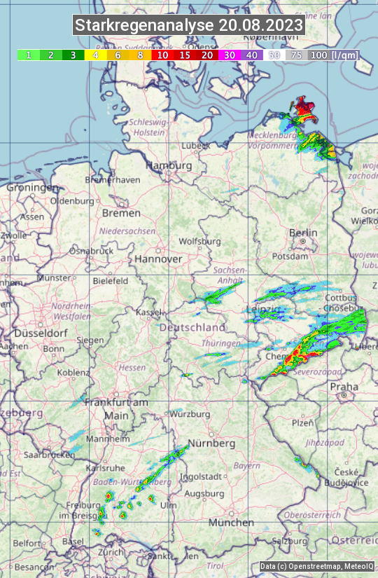 Karte mit Unwetteranalyse