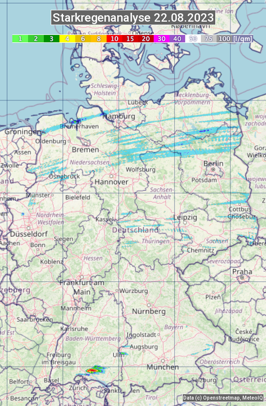 Karte mit Unwetteranalyse