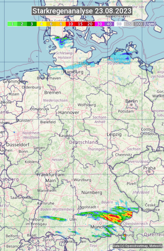 Karte mit Unwetteranalyse