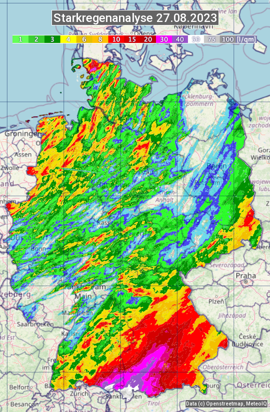 Karte mit Unwetteranalyse