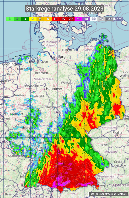 Karte mit Unwetteranalyse