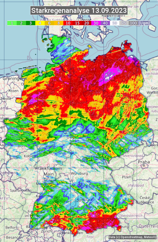 Karte mit Unwetteranalyse