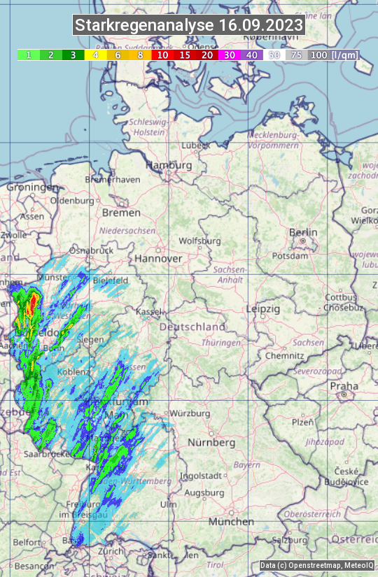 Karte mit Unwetteranalyse
