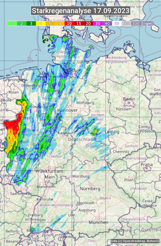 Karte mit Unwetteranalyse