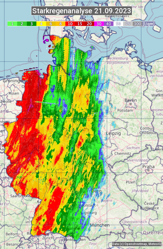 Karte mit Unwetteranalyse
