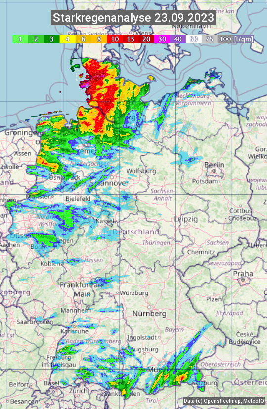 Karte mit Unwetteranalyse