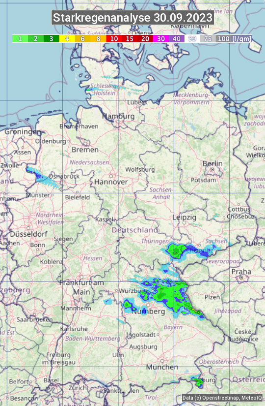 Karte mit Unwetteranalyse
