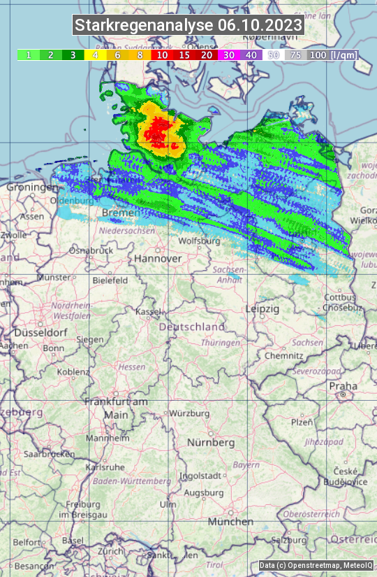 Karte mit Unwetteranalyse