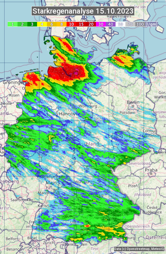 Karte mit Unwetteranalyse
