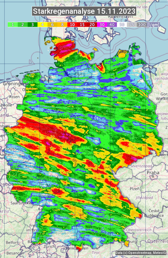 Karte mit Unwetteranalyse