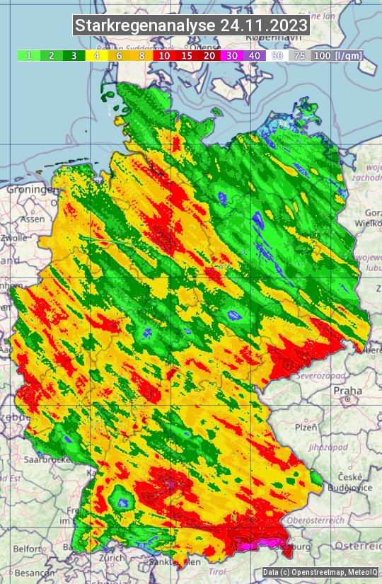 Karte mit Unwetteranalyse