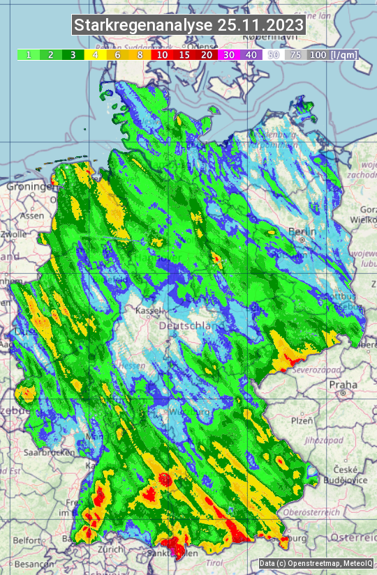 Karte mit Unwetteranalyse