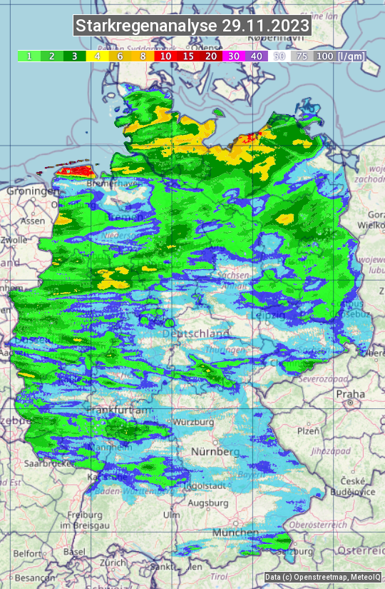 Karte mit Unwetteranalyse