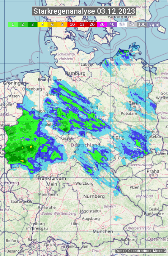 Karte mit Unwetteranalyse