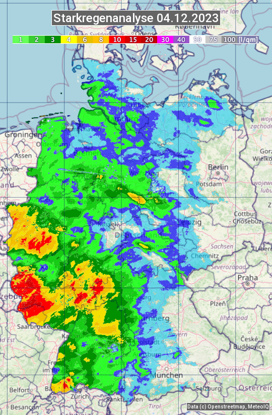 Karte mit Unwetteranalyse