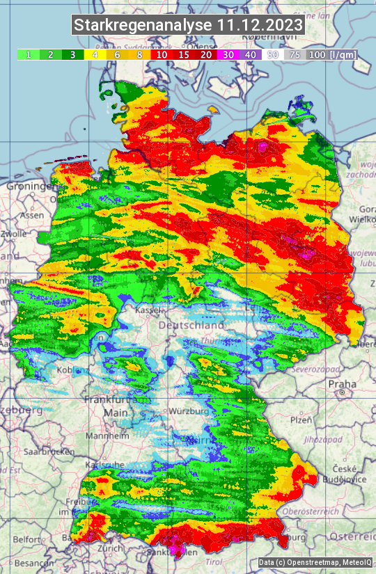Karte mit Unwetteranalyse