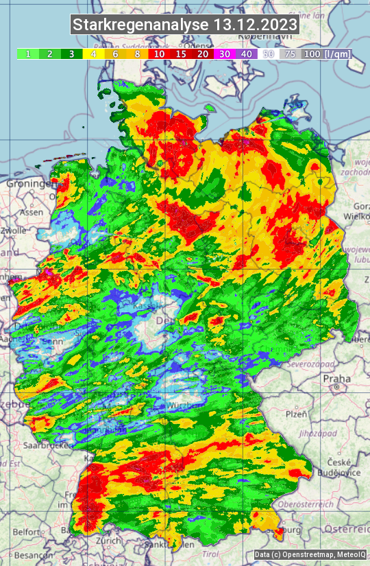 Karte mit Unwetteranalyse