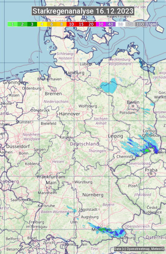 Karte mit Unwetteranalyse
