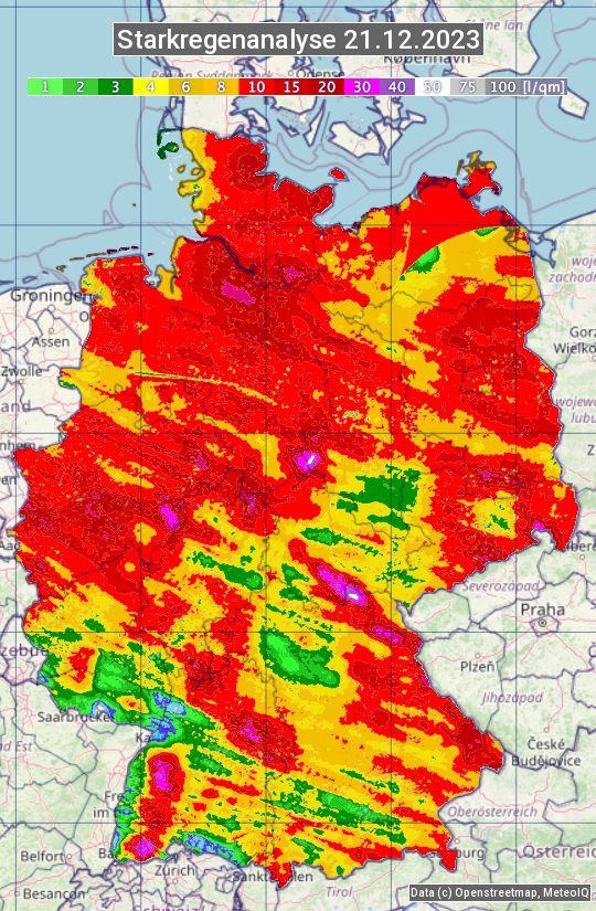 Karte mit Unwetteranalyse