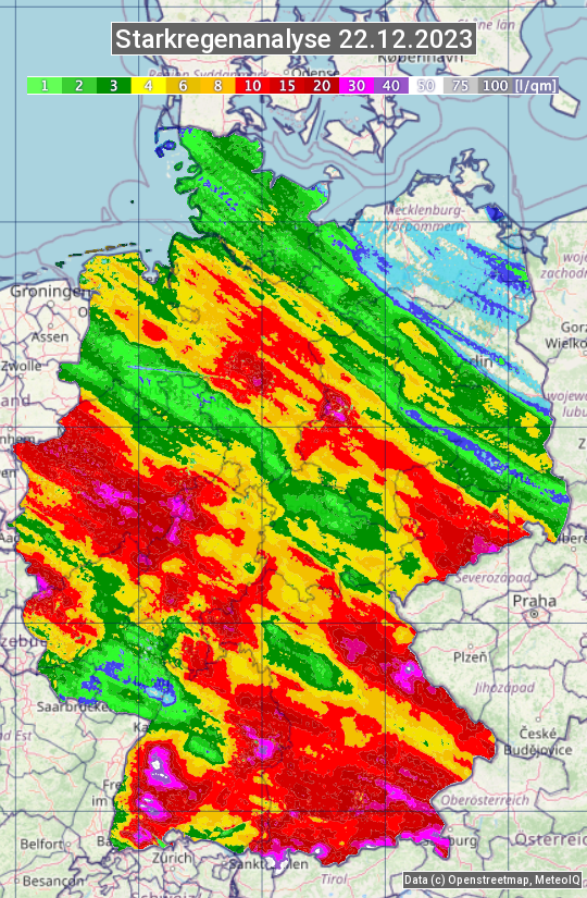 Karte mit Unwetteranalyse