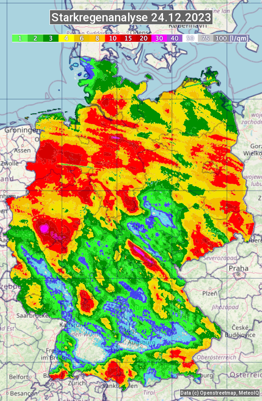 Karte mit Unwetteranalyse