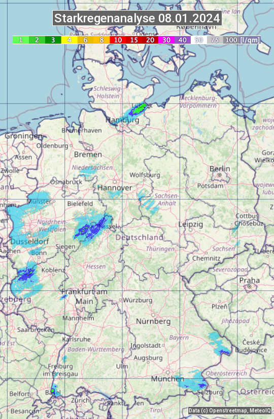 Karte mit Unwetteranalyse