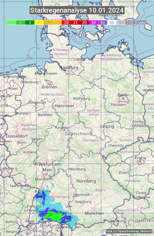 Karte mit Unwetteranalyse