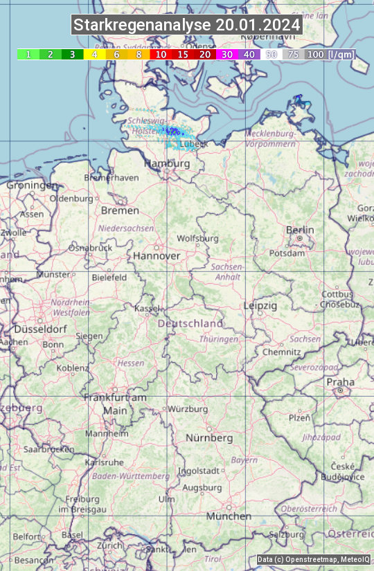 Karte mit Unwetteranalyse