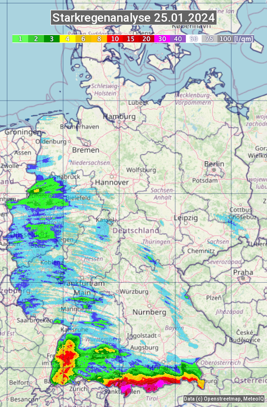 Karte mit Unwetteranalyse