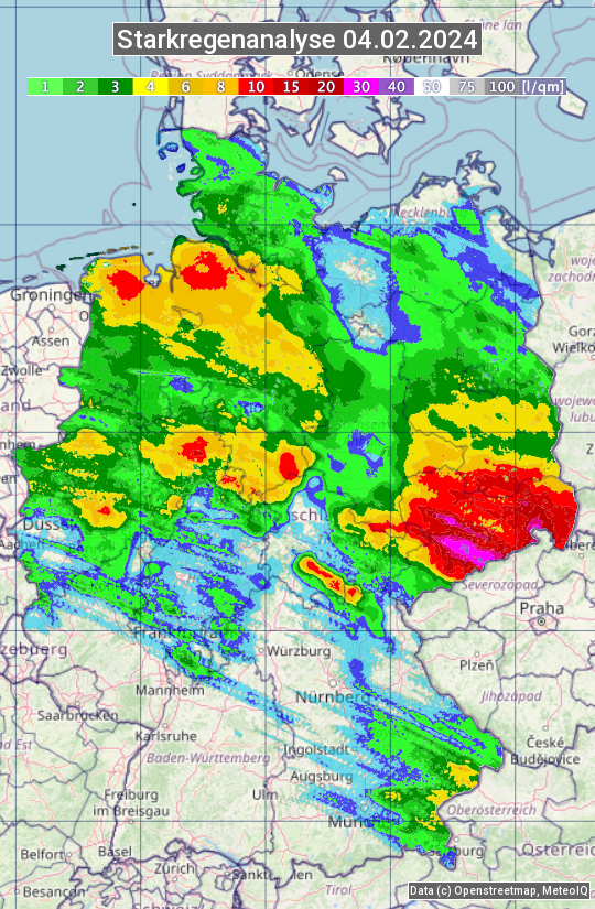 Karte mit Unwetteranalyse