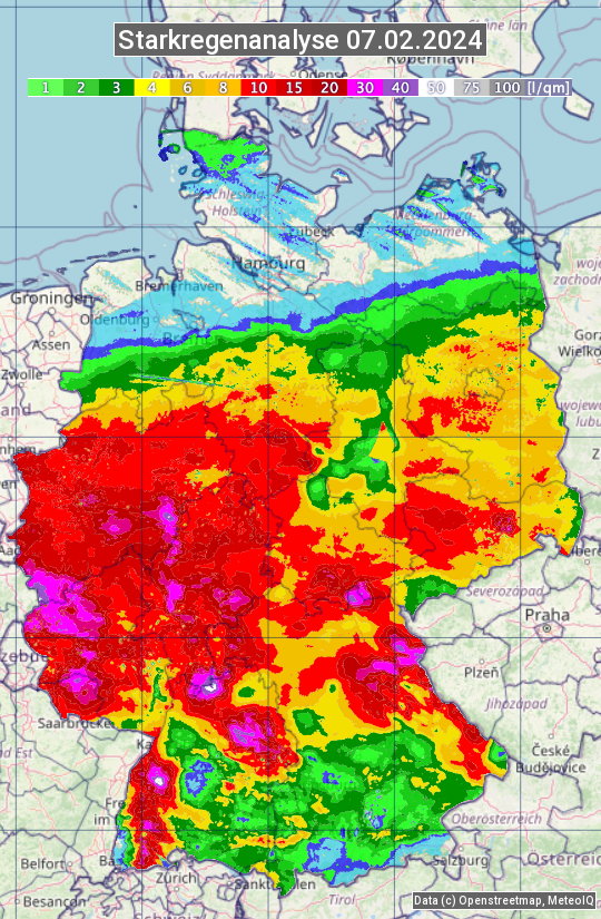 Karte mit Unwetteranalyse
