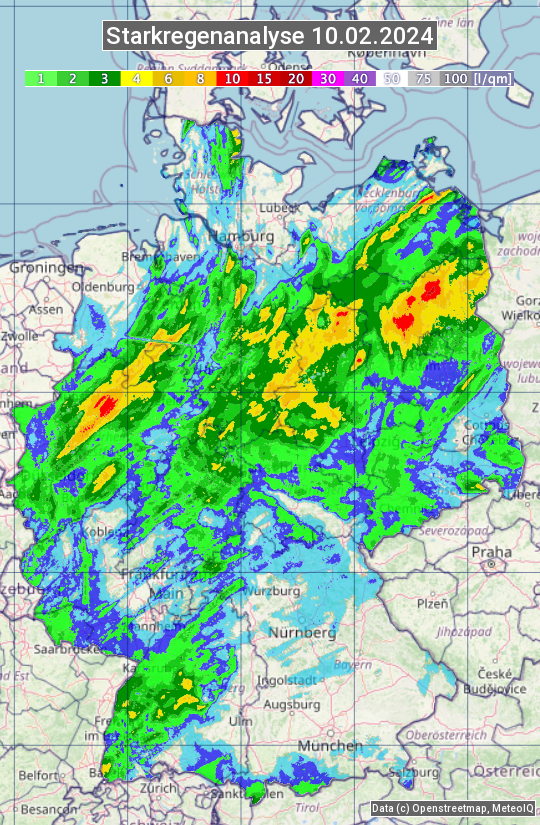 Karte mit Unwetteranalyse