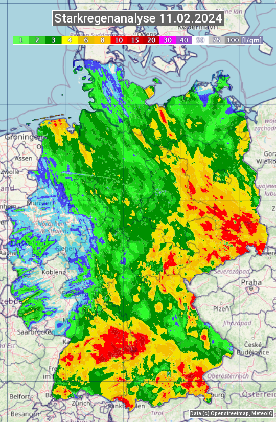 Karte mit Unwetteranalyse