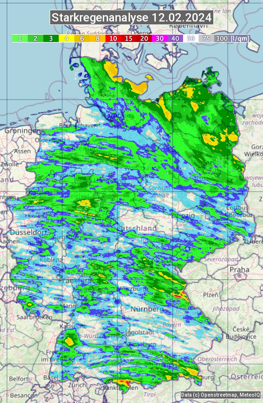 Karte mit Unwetteranalyse