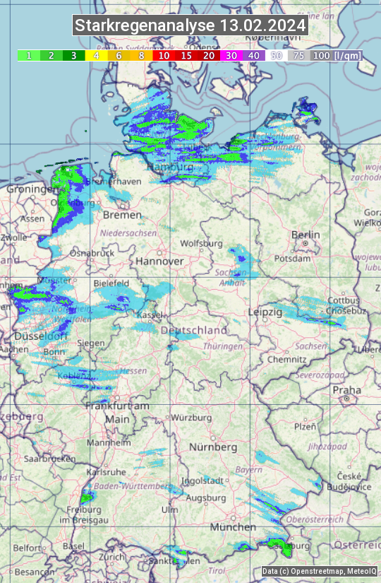 Karte mit Unwetteranalyse