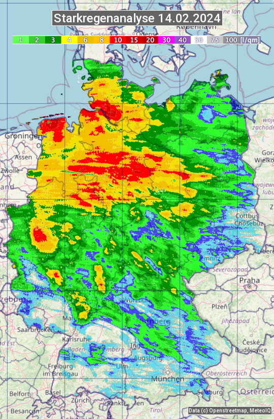 Karte mit Unwetteranalyse