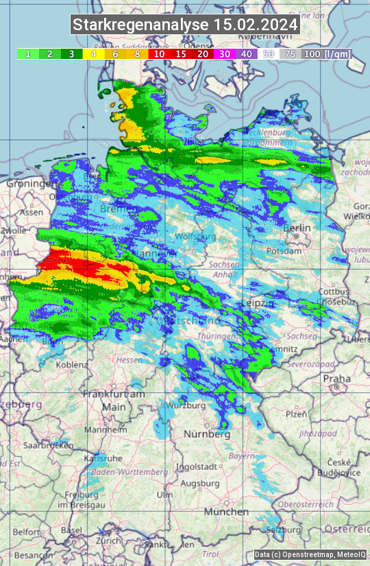 Karte mit Unwetteranalyse