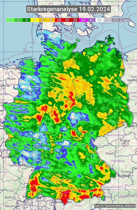 Karte mit Unwetteranalyse