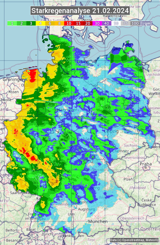 Karte mit Unwetteranalyse