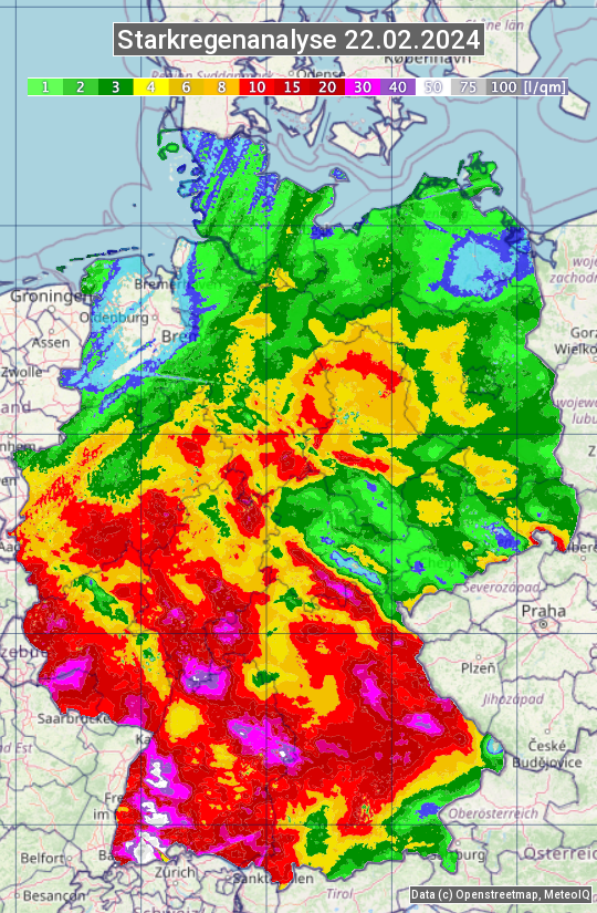 Karte mit Unwetteranalyse