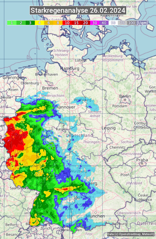 Karte mit Unwetteranalyse