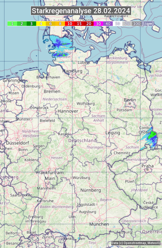 Karte mit Unwetteranalyse