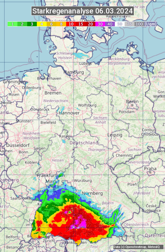 Karte mit Unwetteranalyse