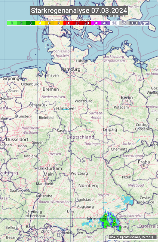 Karte mit Unwetteranalyse