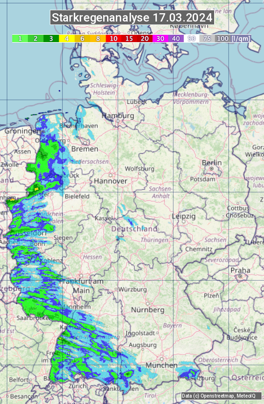 Karte mit Unwetteranalyse