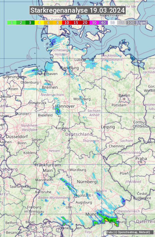 Karte mit Unwetteranalyse