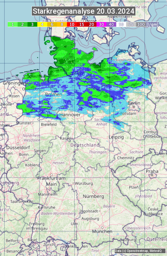 Karte mit Unwetteranalyse
