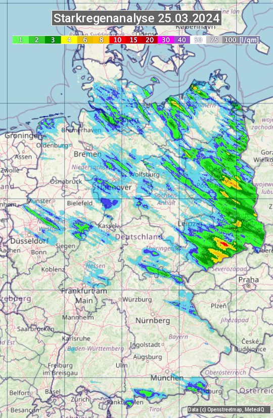 Karte mit Unwetteranalyse