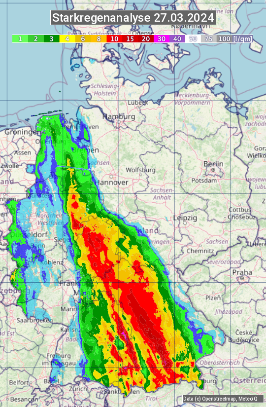 Karte mit Unwetteranalyse